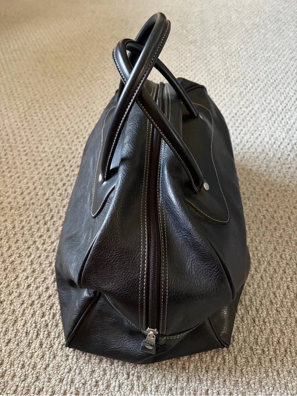 GAP Black Faux(?) Leather Duffel with Top Handles